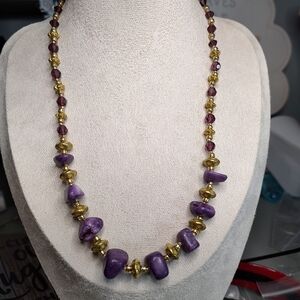 Elegant Purple and Gold Beaded Necklace
